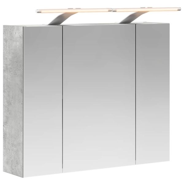 Шкаф с огледало за баня Циментено сиво 60 x 14,5 x 50 см