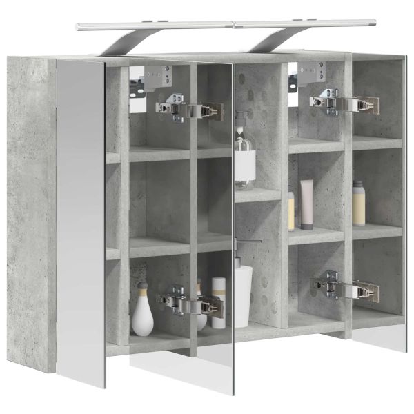 Шкаф с огледало за баня Циментено сиво 60 x 14,5 x 50 см