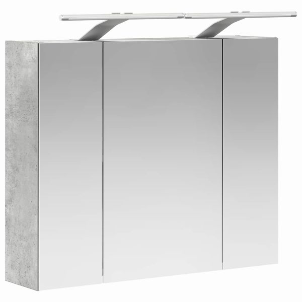 Шкаф с огледало за баня Циментено сиво 60 x 14,5 x 50 см