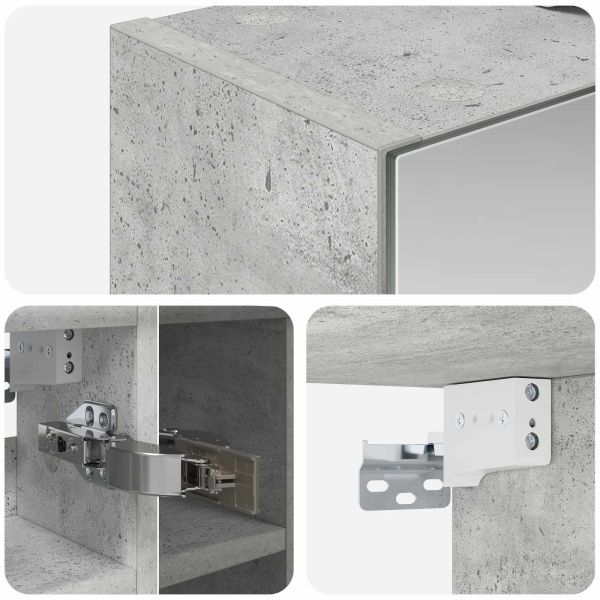 Шкаф с огледало за баня Циментено сиво 60 x 14,5 x 50 см