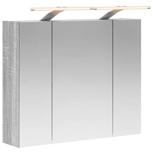 Шкаф с огледало за баня Сив Сонома 60 x 14,5 x 50 см