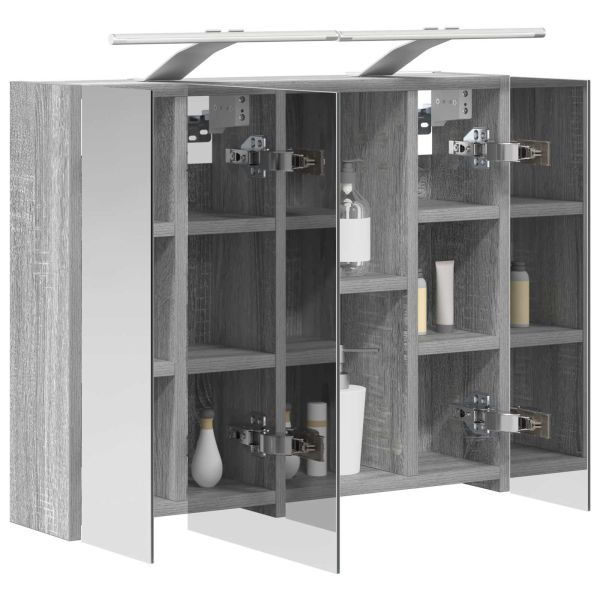 Шкаф с огледало за баня Сив Сонома 60 x 14,5 x 50 см