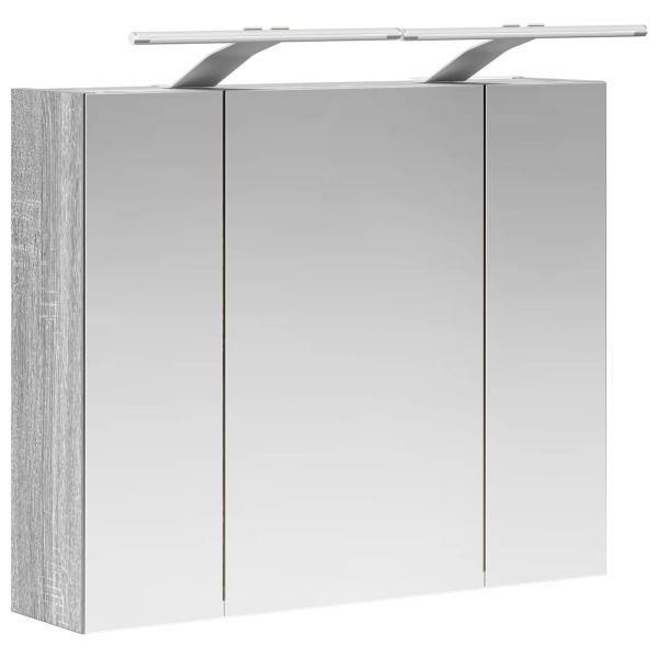 Шкаф с огледало за баня Сив Сонома 60 x 14,5 x 50 см
