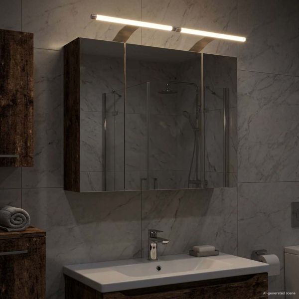Шкаф с огледало за баня Старо дърво 60 x 14,5 x 50 см