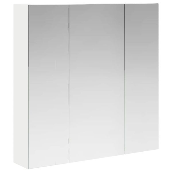 Шкаф с огледало за баня Бяло 70 x 14,5 x 70 см Инженерно дърво