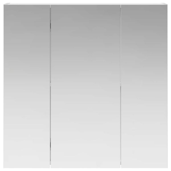 Шкаф с огледало за баня Бяло 70 x 14,5 x 70 см Инженерно дърво