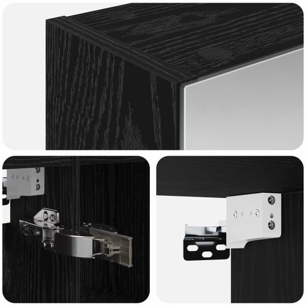 Шкаф с огледало за баня Черния дъб 70 x 14,5 x 70 см
