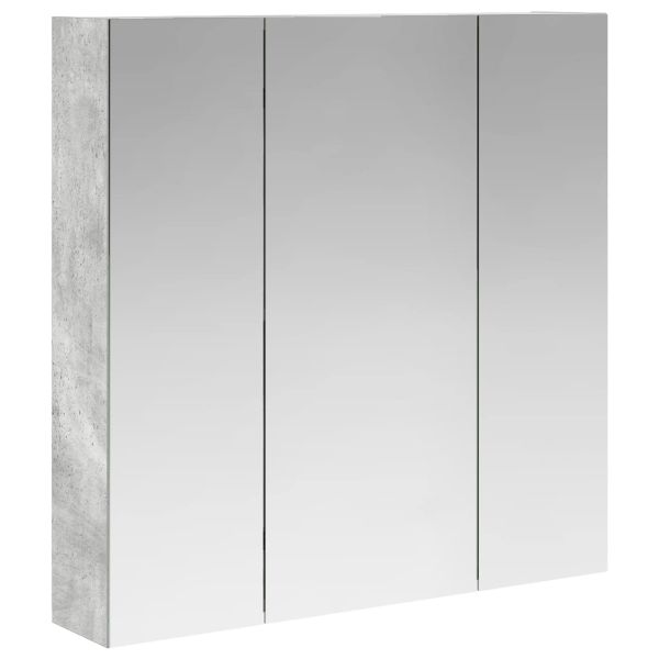 Шкаф с огледало за баня Циментено сиво 70 x 14,5 x 70 см