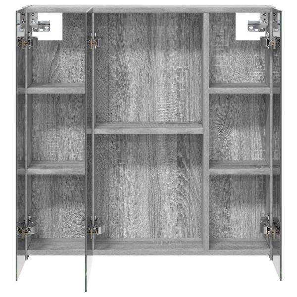 Шкаф с огледало за баня Сив Сонома 70 x 14,5 x 70 см