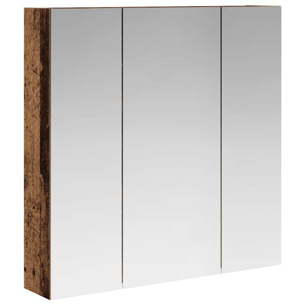 Шкаф с огледало за баня Старо дърво 70 x 14,5 x 70 см