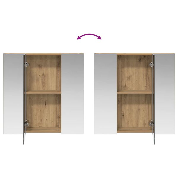 Шкаф с огледало за баня Дъб Артизан 70 x 14,5 x 70 см