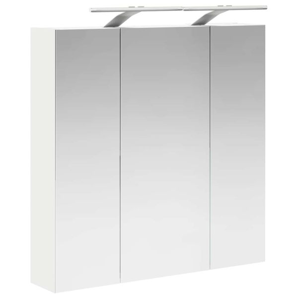 Шкаф с огледало за баня Бяло 70 x 14,5 x 70 см Инженерно дърво