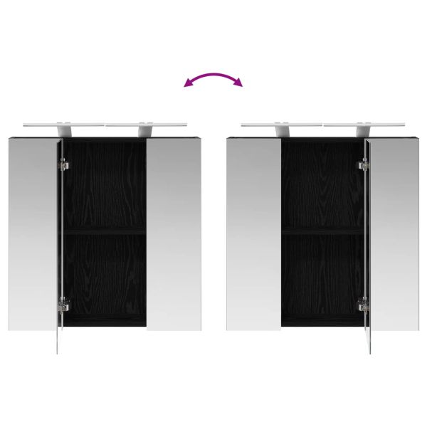 Шкаф с огледало за баня Черния дъб 70 x 14,5 x 70 см