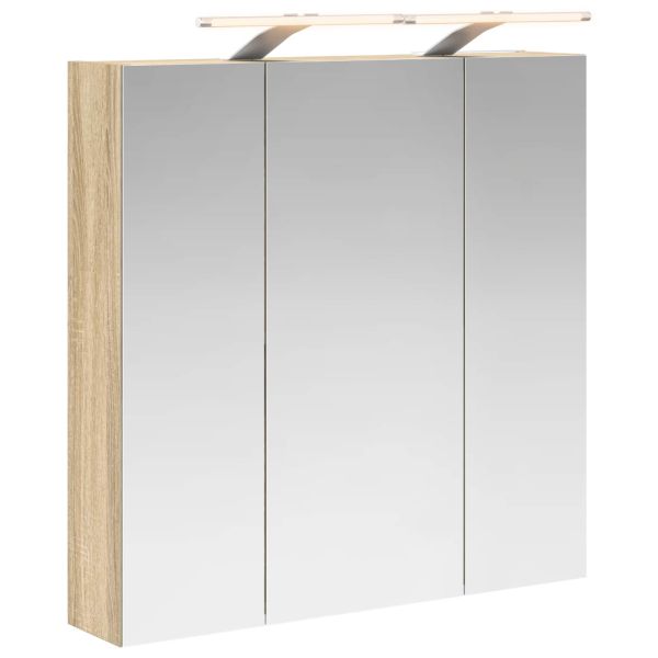 Шкаф с огледало за баня Сонома дъб 70 x 14,5 x 70 см