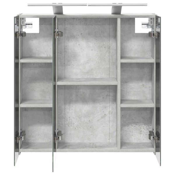 Шкаф с огледало за баня Циментено сиво 70 x 14,5 x 70 см