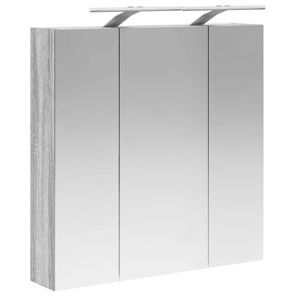 Шкаф с огледало за баня Сив Сонома 70 x 14,5 x 70 см