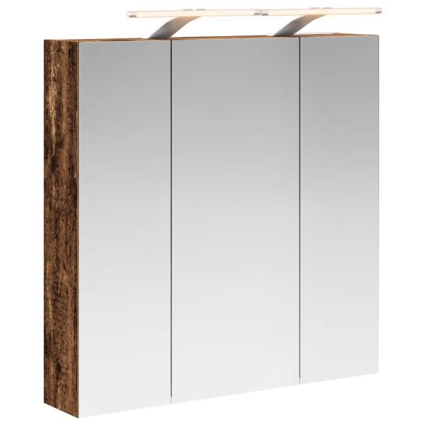 Шкаф с огледало за баня Старо дърво 70 x 14,5 x 70 см