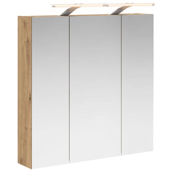 Шкаф с огледало за баня Дъб Артизан 70 x 14,5 x 70 см