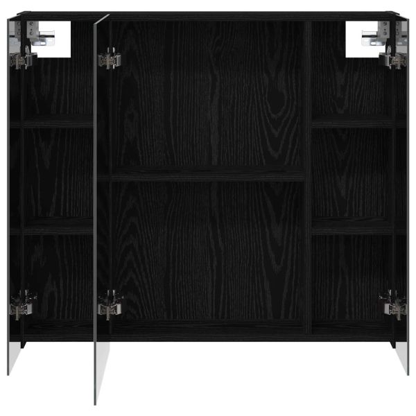 Шкаф с огледало за баня с рафт Черния дъб 80 x 14.5 x 70 см