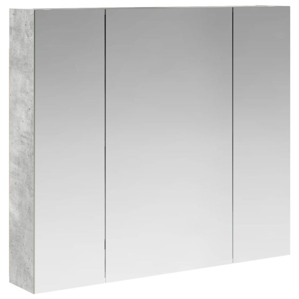 Шкаф с огледало за баня с рафт Циментено сиво 80 x 14.5 x 70 см