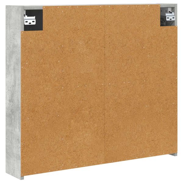 Шкаф с огледало за баня с рафт Циментено сиво 80 x 14.5 x 70 см