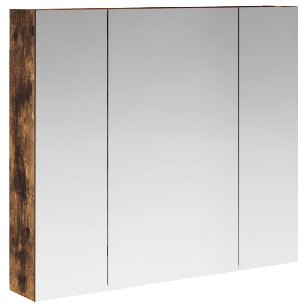 Шкаф с огледало за баня с рафт Димян дъб 80 x 14.5 x 70 см