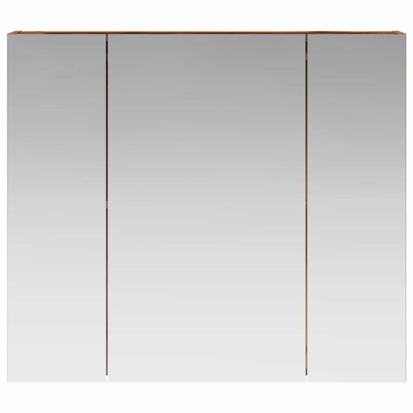 Шкаф с огледало за баня с рафт Старо дърво 80 x 14.5 x 70 см