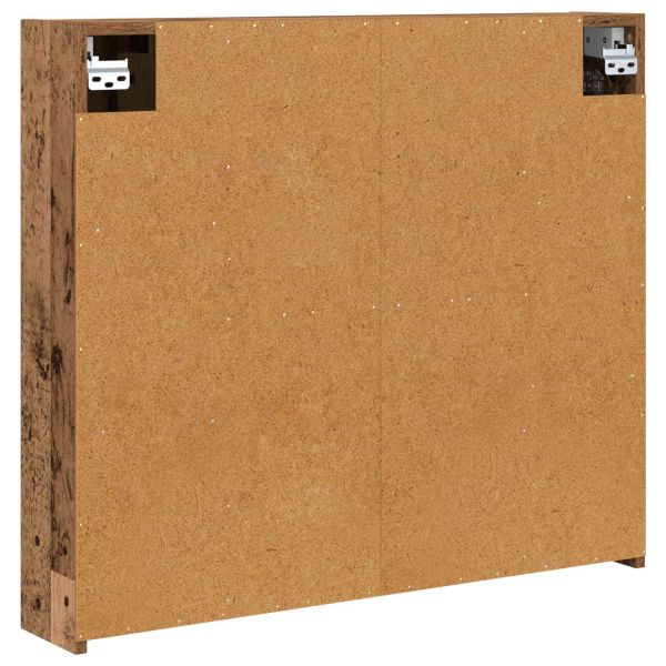 Шкаф с огледало за баня с рафт Старо дърво 80 x 14.5 x 70 см