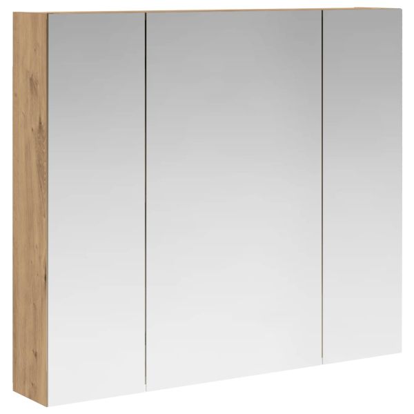 Шкаф с огледало за баня с рафт Дъб Артизан 80 x 14.5 x 70 см