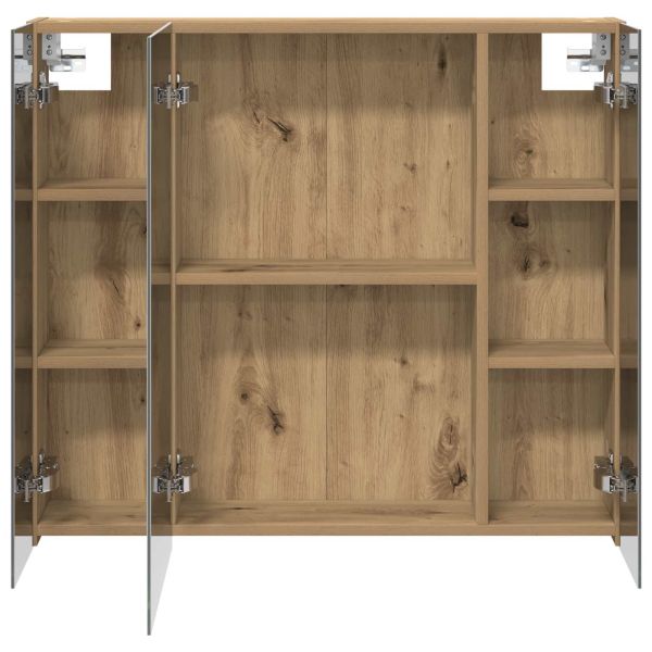 Шкаф с огледало за баня с рафт Дъб Артизан 80 x 14.5 x 70 см