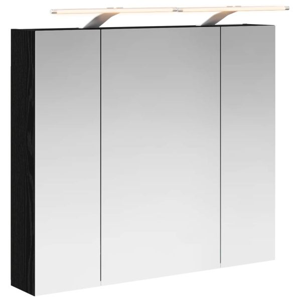 Шкаф с огледало за баня с рафт Черния дъб 80 x 14.5 x 70 см
