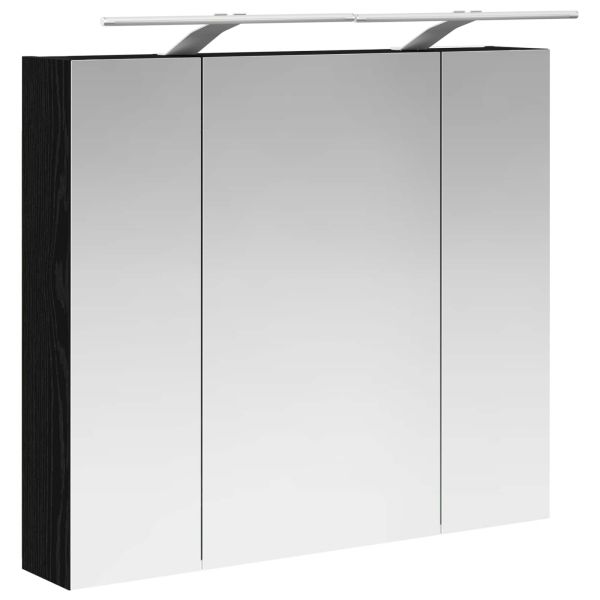 Шкаф с огледало за баня с рафт Черния дъб 80 x 14.5 x 70 см