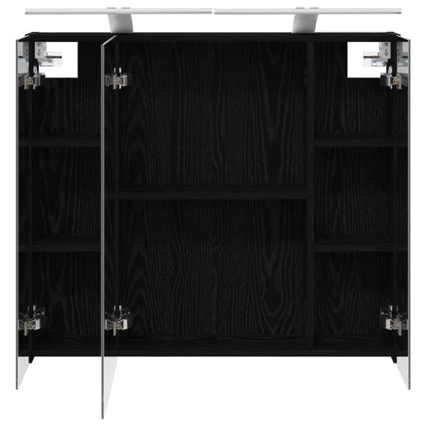 Шкаф с огледало за баня с рафт Черния дъб 80 x 14.5 x 70 см