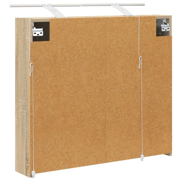 Шкаф с огледало за баня с рафт Сонома дъб 80 x 14.5 x 70 см