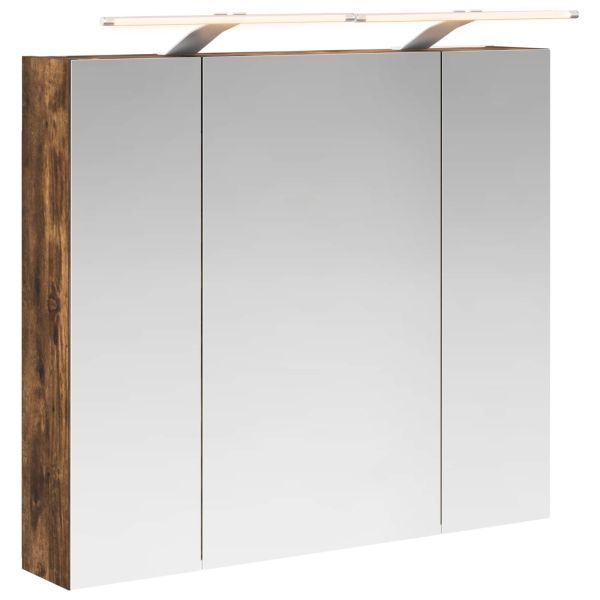Шкаф с огледало за баня с рафт Димян дъб 80 x 14.5 x 70 см