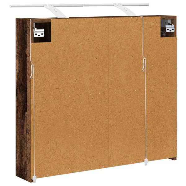Шкаф с огледало за баня с рафт Старо дърво 80 x 14.5 x 70 см