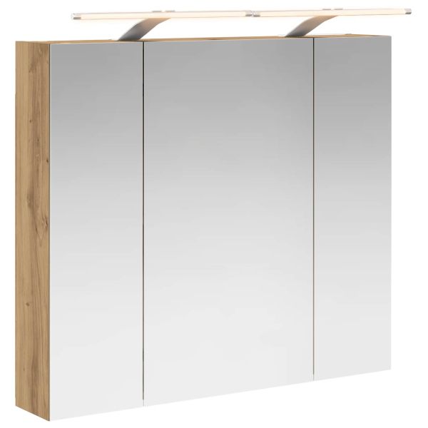 Шкаф с огледало за баня с рафт Дъб Артизан 80 x 14.5 x 70 см