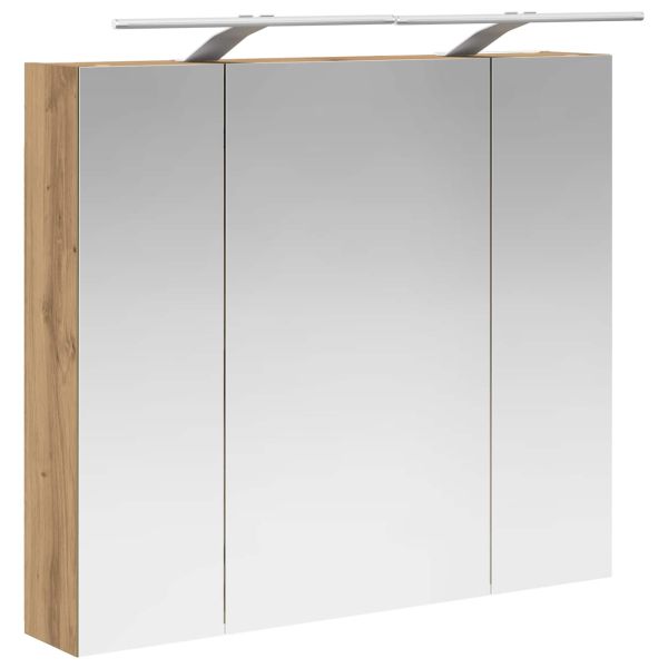 Шкаф с огледало за баня с рафт Дъб Артизан 80 x 14.5 x 70 см