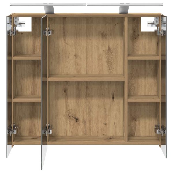 Шкаф с огледало за баня с рафт Дъб Артизан 80 x 14.5 x 70 см