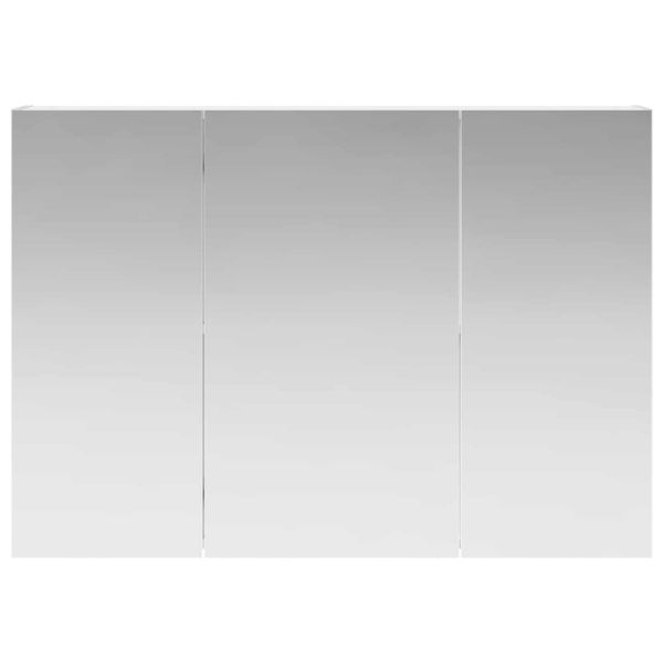 Шкаф с огледало за баня Бяло 100 x 14,5 x 70 см Инженерно дърво