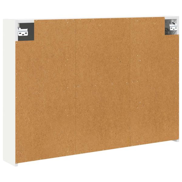 Шкаф с огледало за баня Бяло 100 x 14,5 x 70 см Инженерно дърво