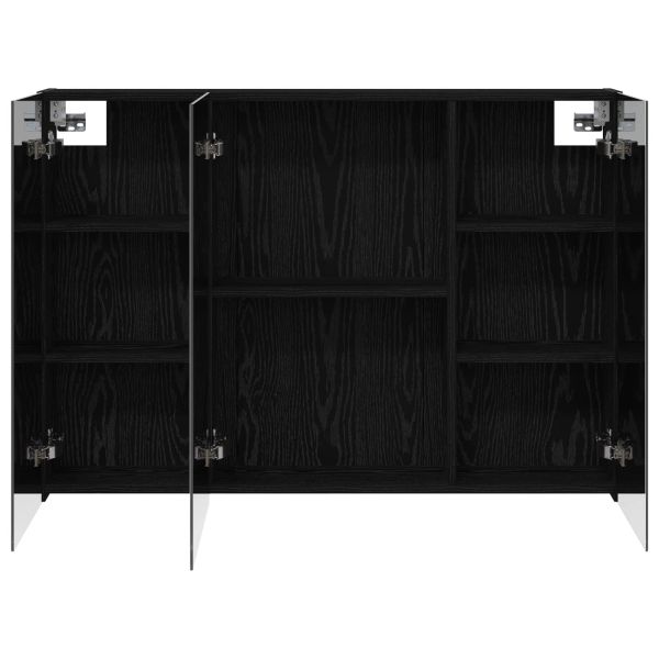Шкаф с огледало за баня с рафт Черния дъб 100 x 14,5 x 70 см