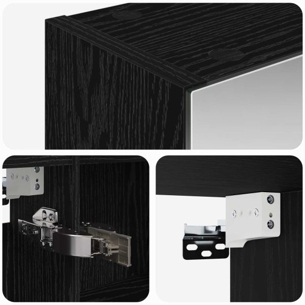 Шкаф с огледало за баня с рафт Черния дъб 100 x 14,5 x 70 см