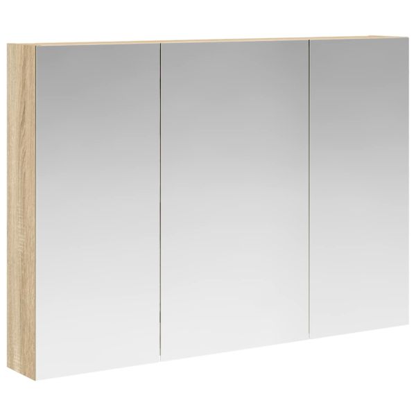 Шкаф с огледало за баня с рафт Сонома дъб 100 x 14,5 x 70 см