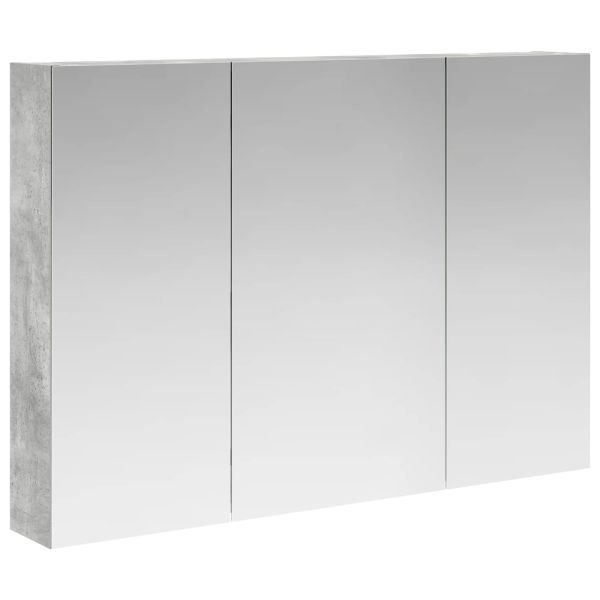 Шкаф с огледало за баня Циментено сиво 100 x 14,5 x 70 см