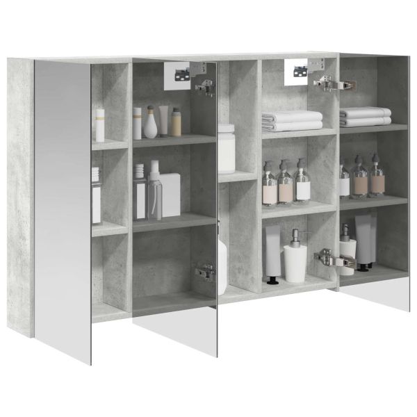 Шкаф с огледало за баня Циментено сиво 100 x 14,5 x 70 см
