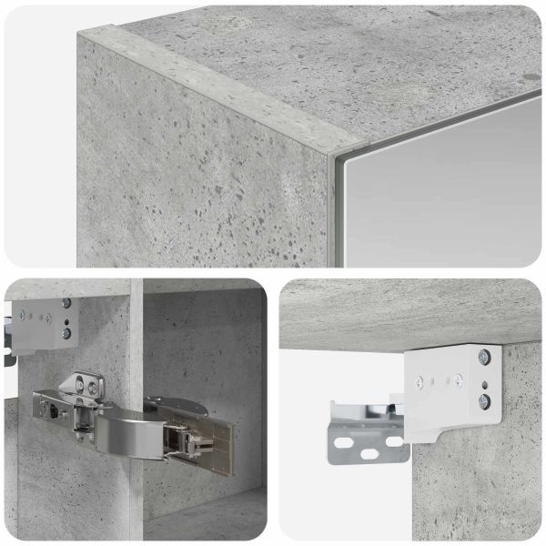 Шкаф с огледало за баня Циментено сиво 100 x 14,5 x 70 см