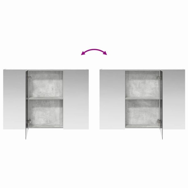 Шкаф с огледало за баня Циментено сиво 100 x 14,5 x 70 см