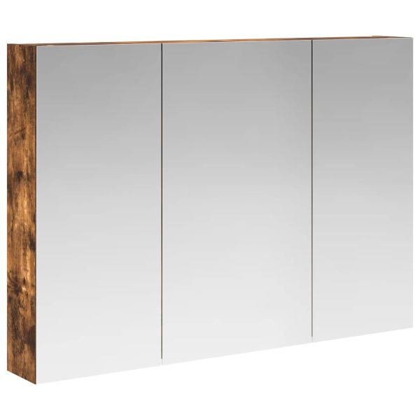 Шкаф с огледало за баня с рафт Димян дъб 100 x 14,5 x 70 см