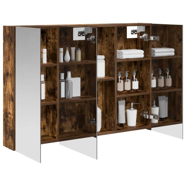 Шкаф с огледало за баня с рафт Димян дъб 100 x 14,5 x 70 см